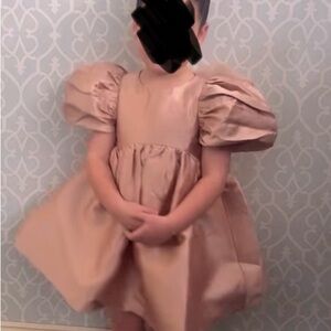 Girls' Puff Sleeve Formal Dress in Blush - Brand Unspecified